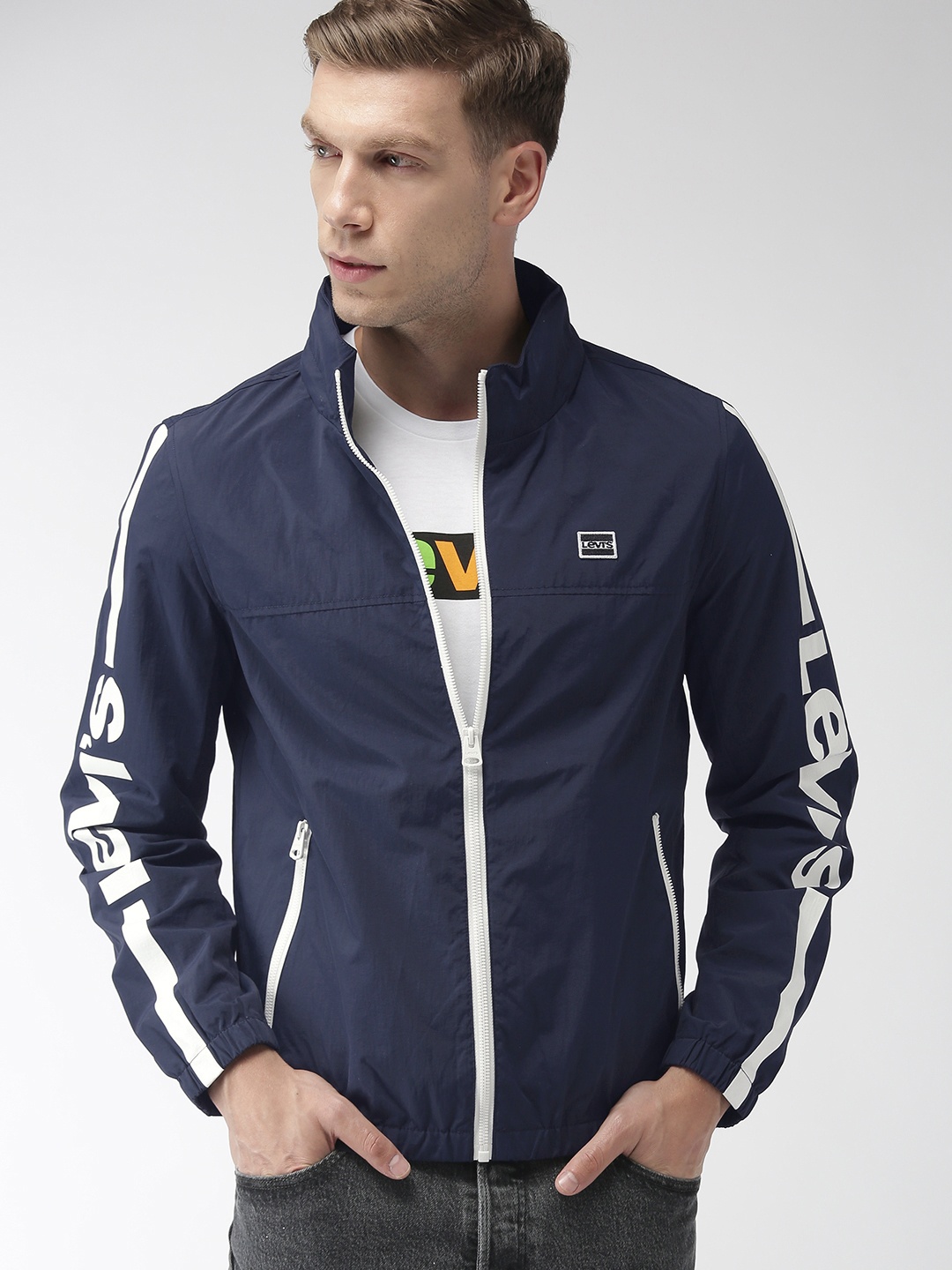 

Levis Men Blue Solid Jacket