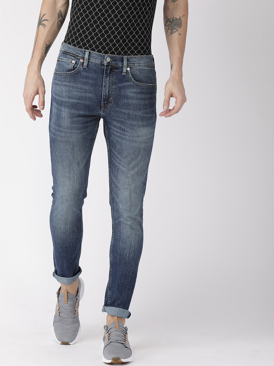 

Levis Men Blue 512 Performance Slim Tapered Fit Mid-Rise Clean Look Jeans