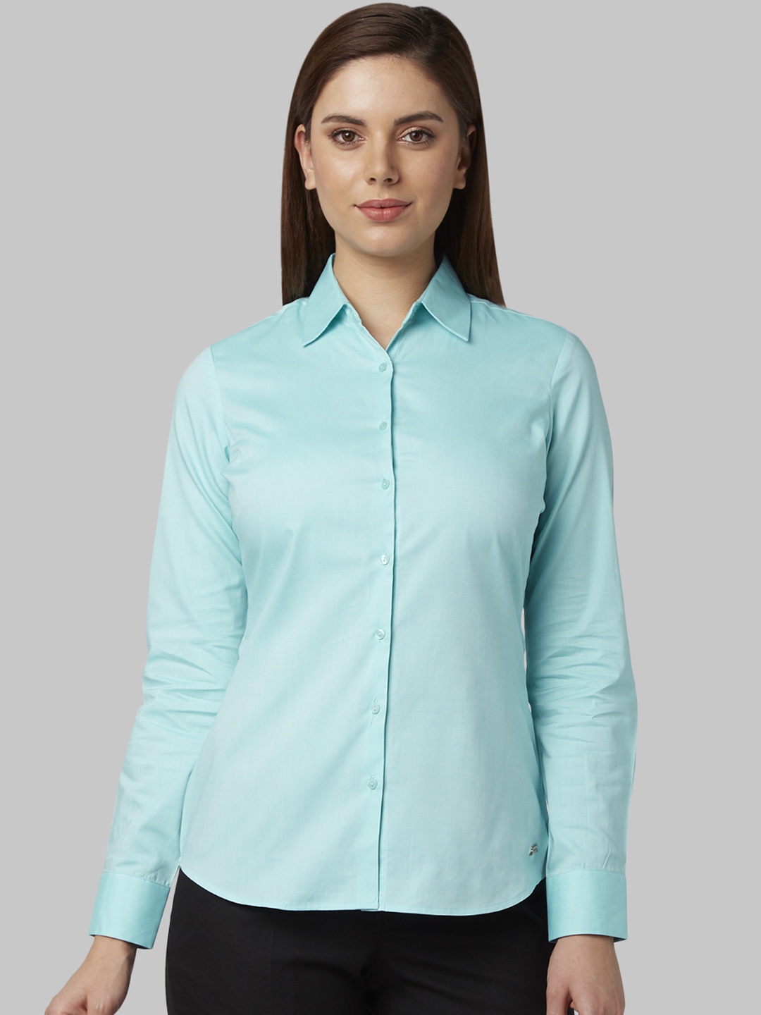 

Park Avenue Women Sea Green Regular Fit Solid Formal Shirt