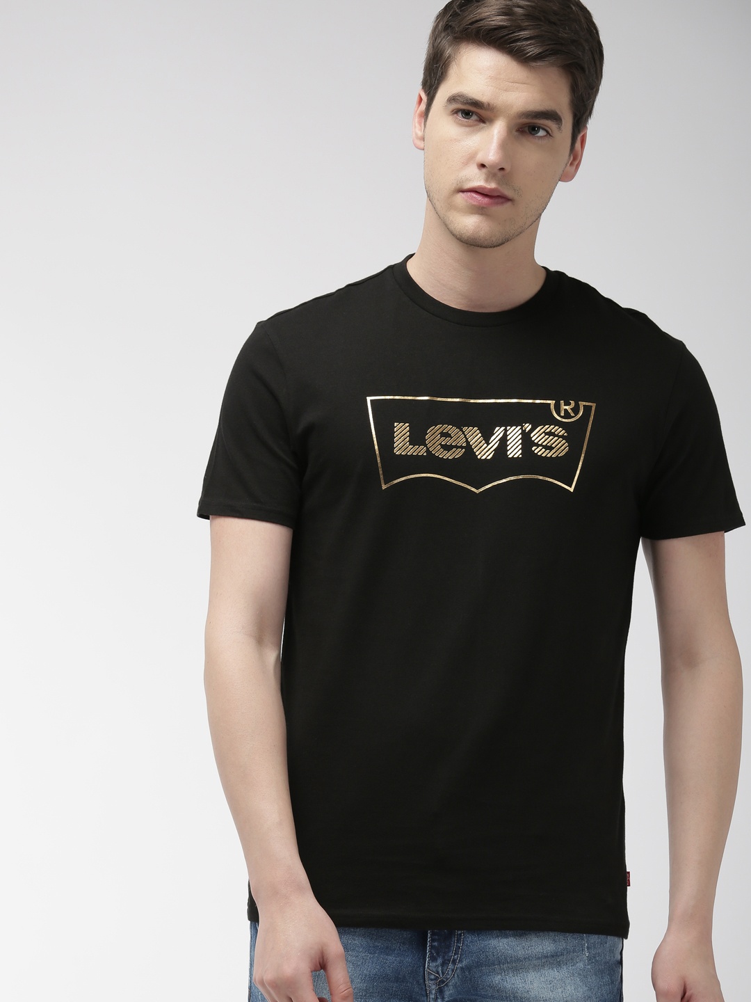 

Levis Men Black Printed Round Neck Pure Cotton T-shirt
