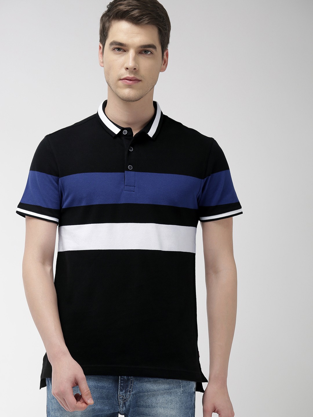 

Levis Men Black Colourblocked Polo Collar Pure Cotton T-shirt