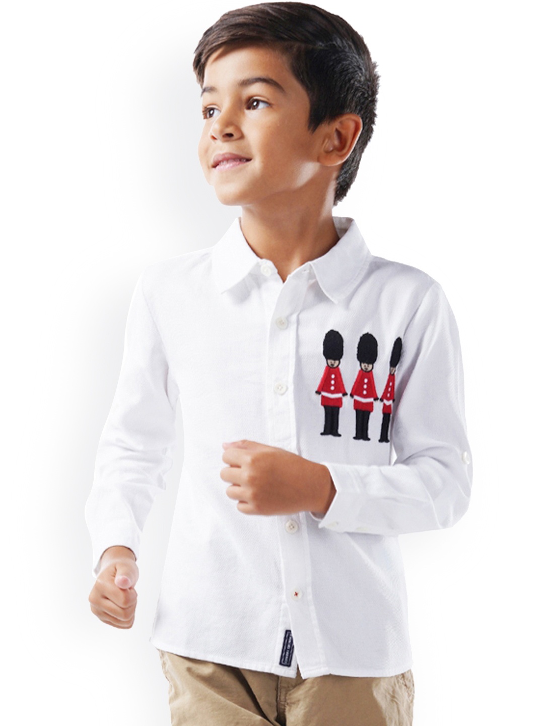 

Cherry Crumble Boys White Regular Fit Printed Casual Shirt