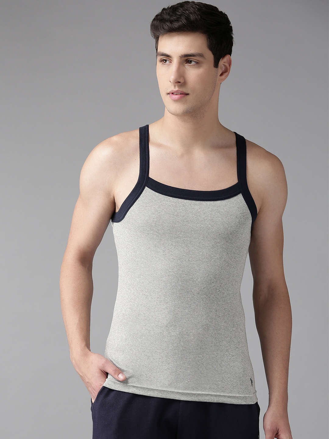 

U.S. Polo Assn. Men Grey Melange Solid Innerwear Vest I636-003-CP-S