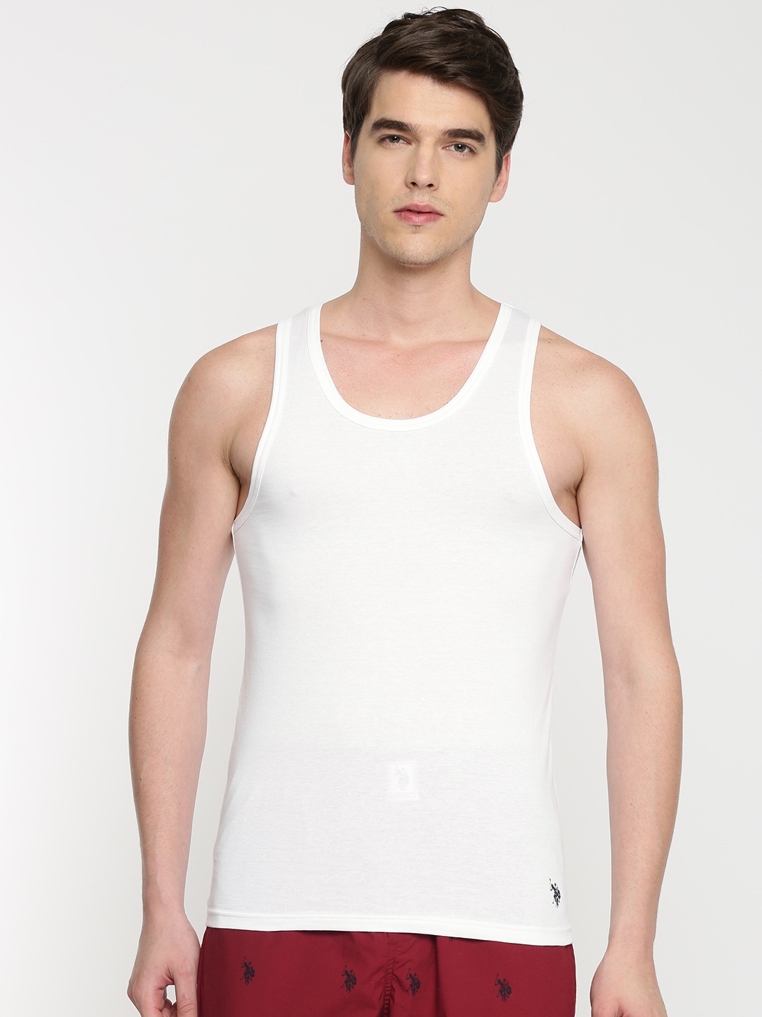 

U.S. Polo Assn. Men White Solid Basic Innerwear Vest I024-001-P1-L