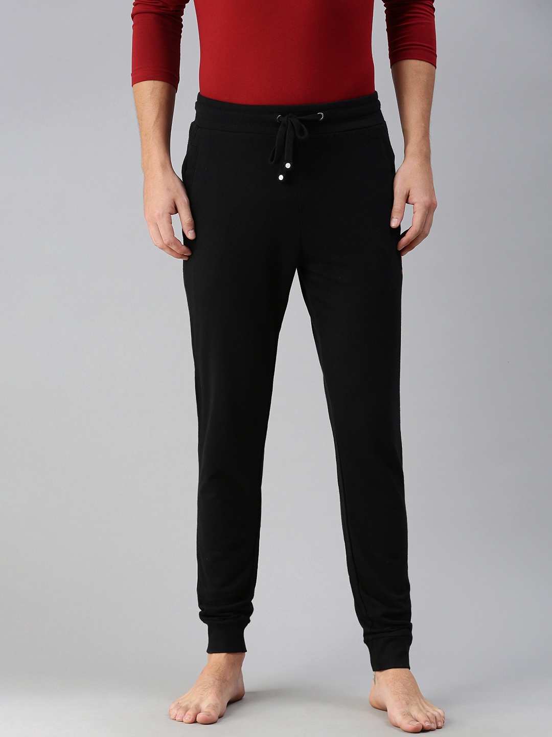 

U.S. Polo Assn. Men Black Solid Modern Fit Pure Cotton Lounge Pants