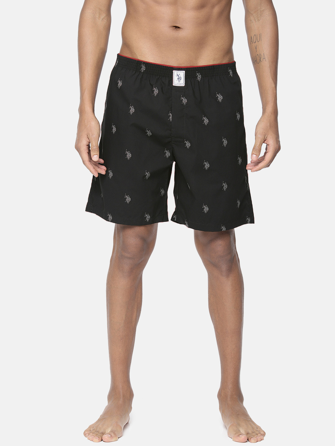 

U.S. Polo Assn. Men Navy Black Printed Pure Cotton Boxers Y9I021-002