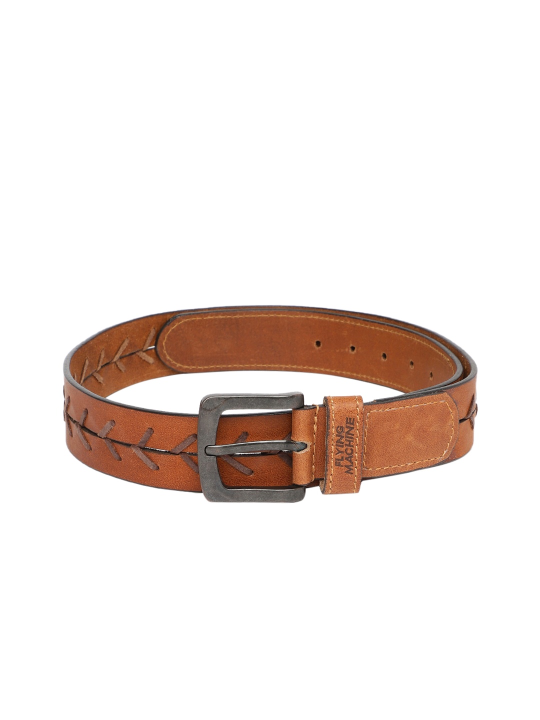 

Flying Machine Men Tan Brown Solid Leather Belt