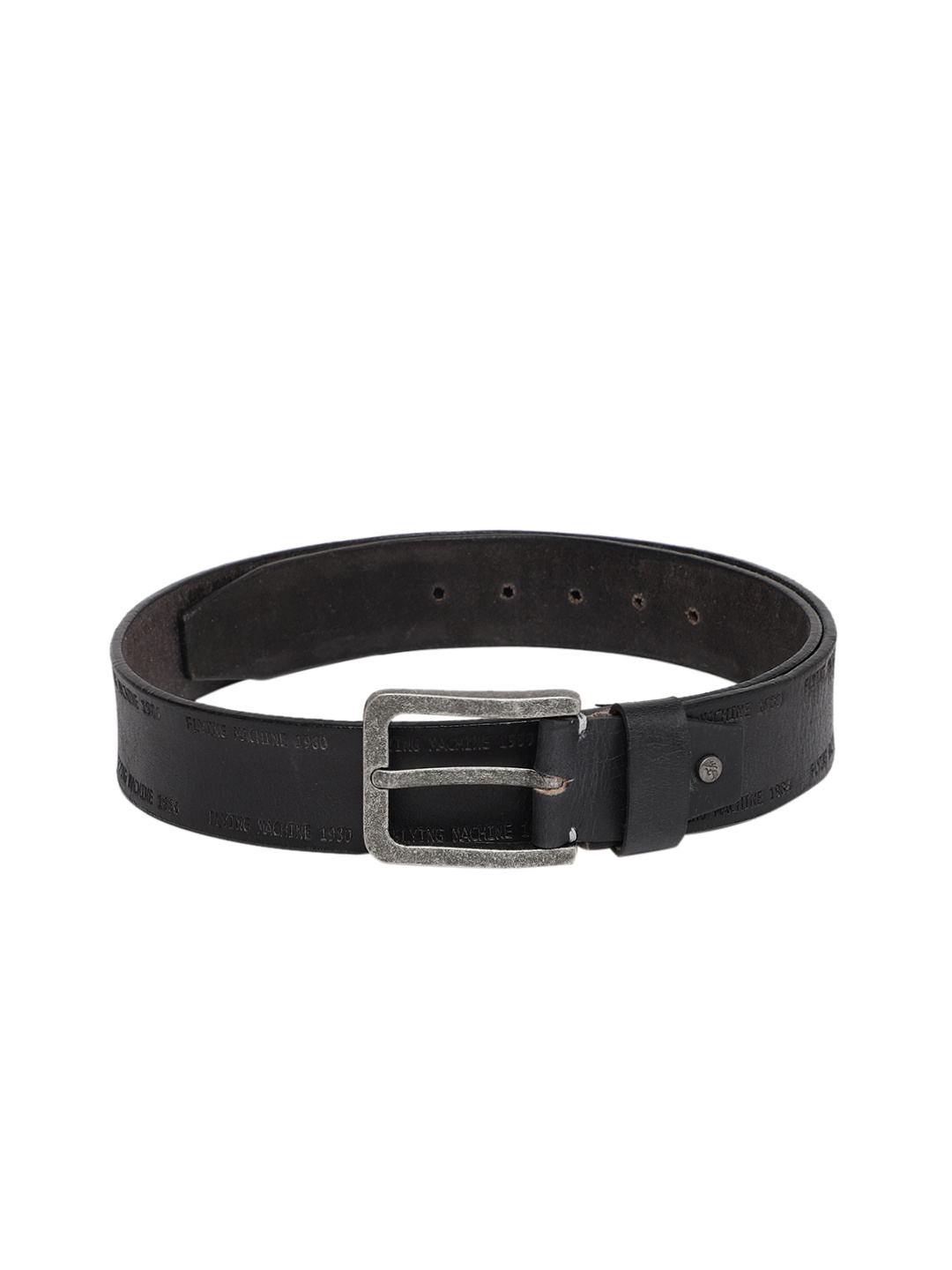 

Flying Machine Men Black Solid Leather Belt