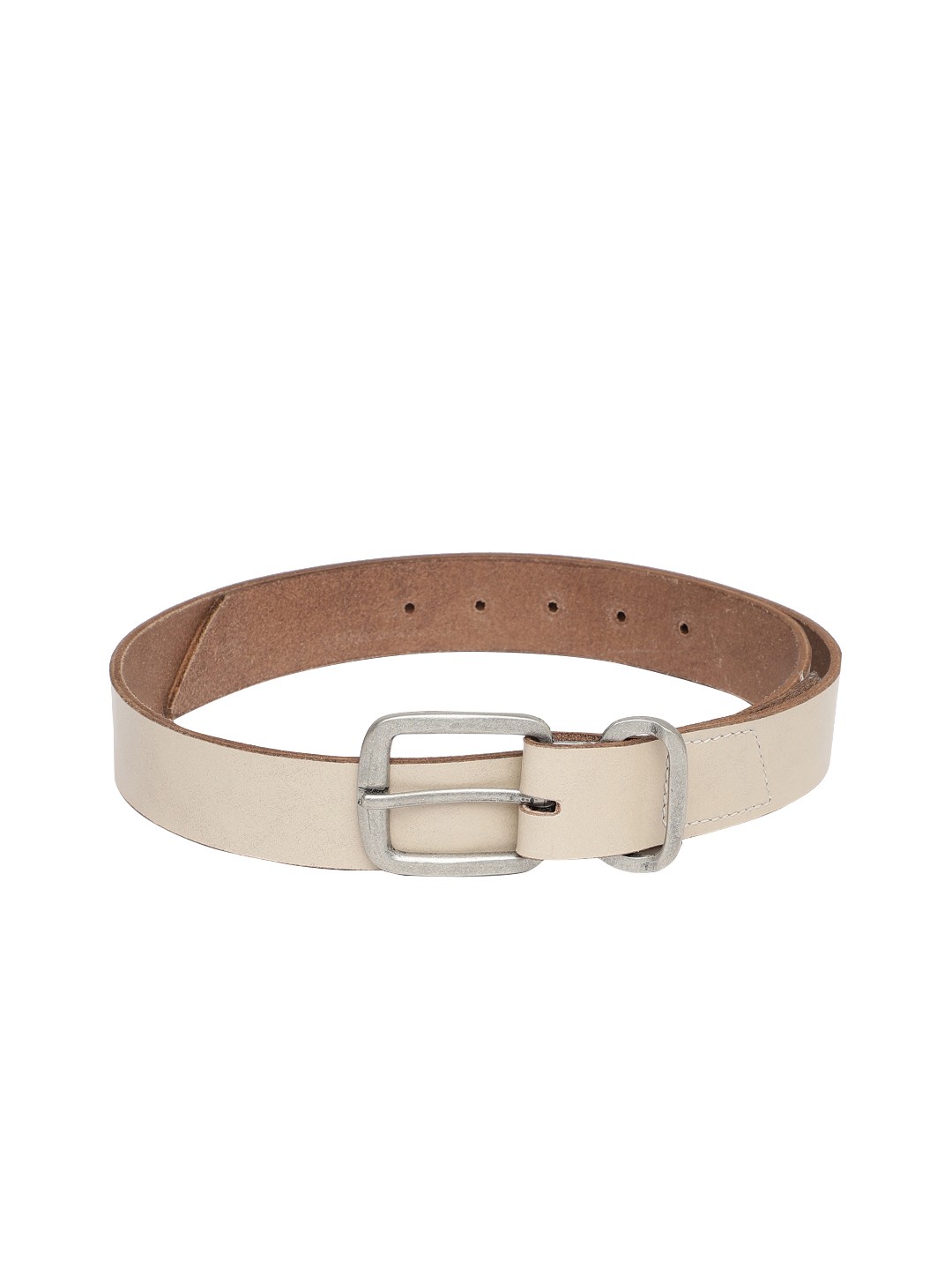 

Flying Machine Men Off-White Solid Leather Belt
