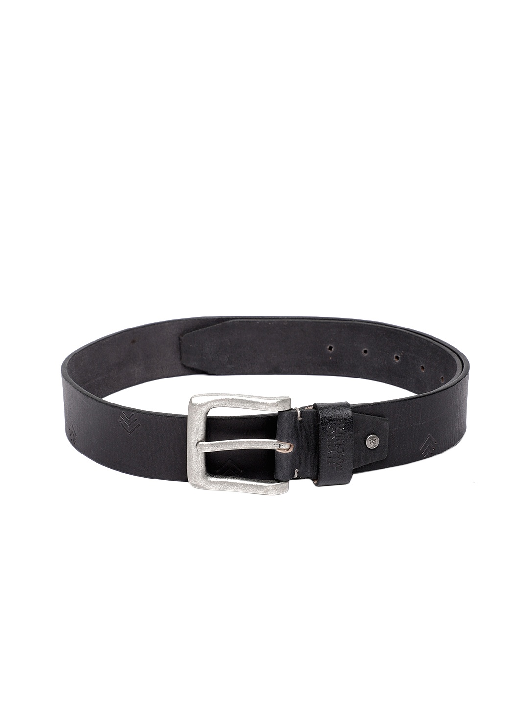 

Flying Machine Men Black Solid Leather Belt