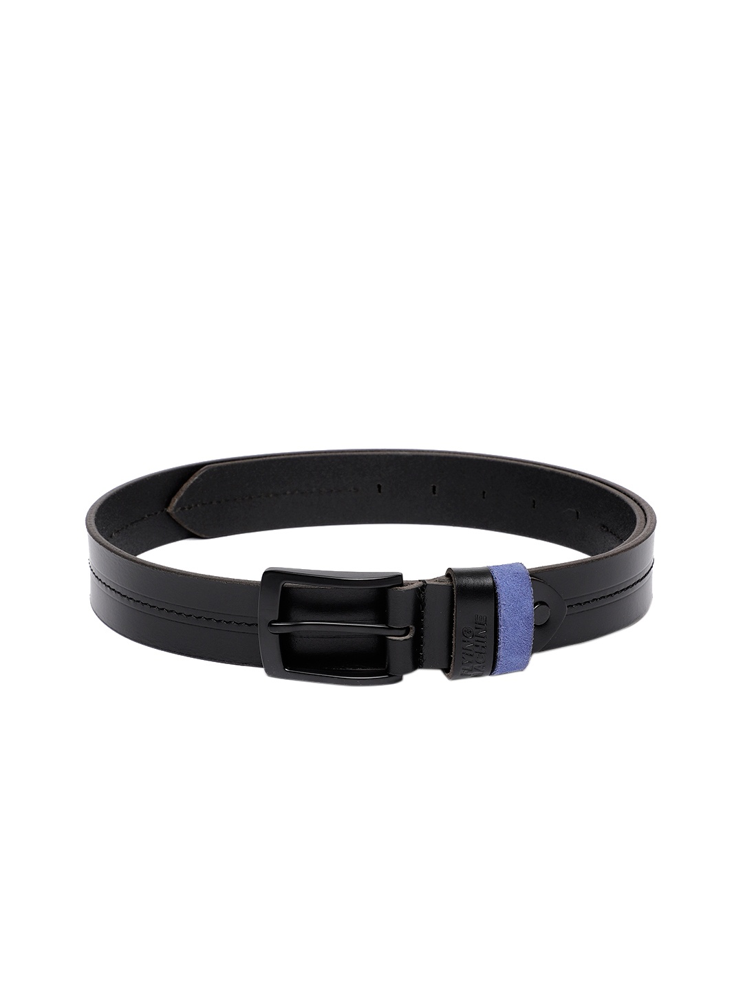 

Flying Machine Men Black Solid Leather Belt