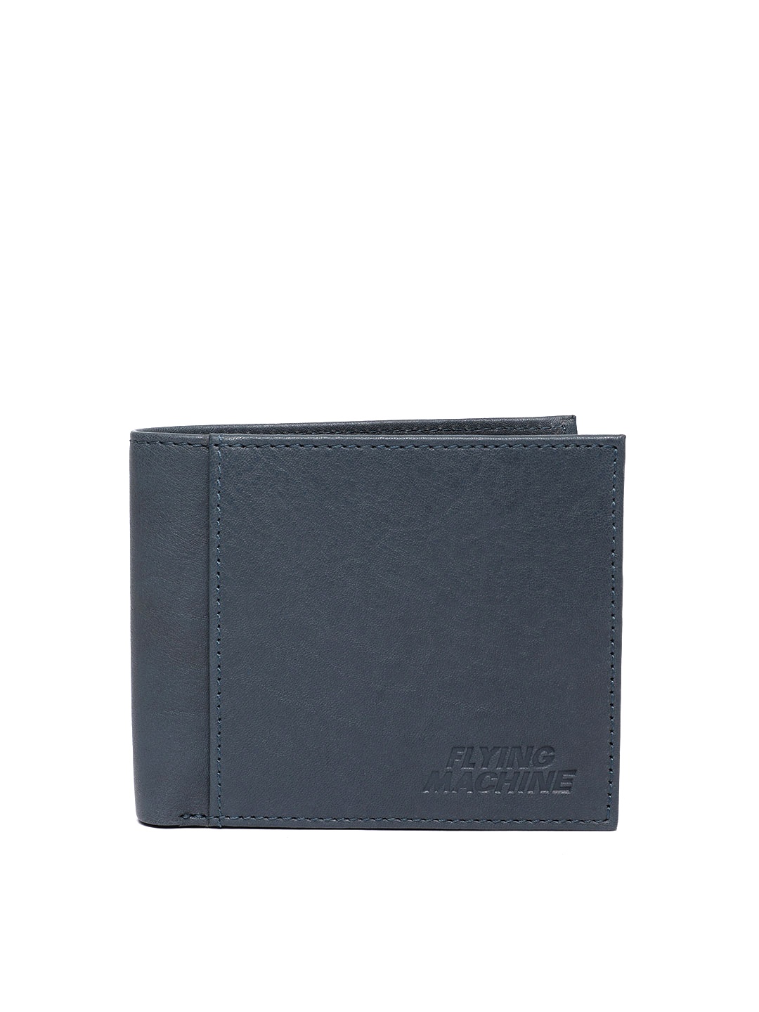 

Flying Machine Men Blue Solid Two Fold Leather Wallet