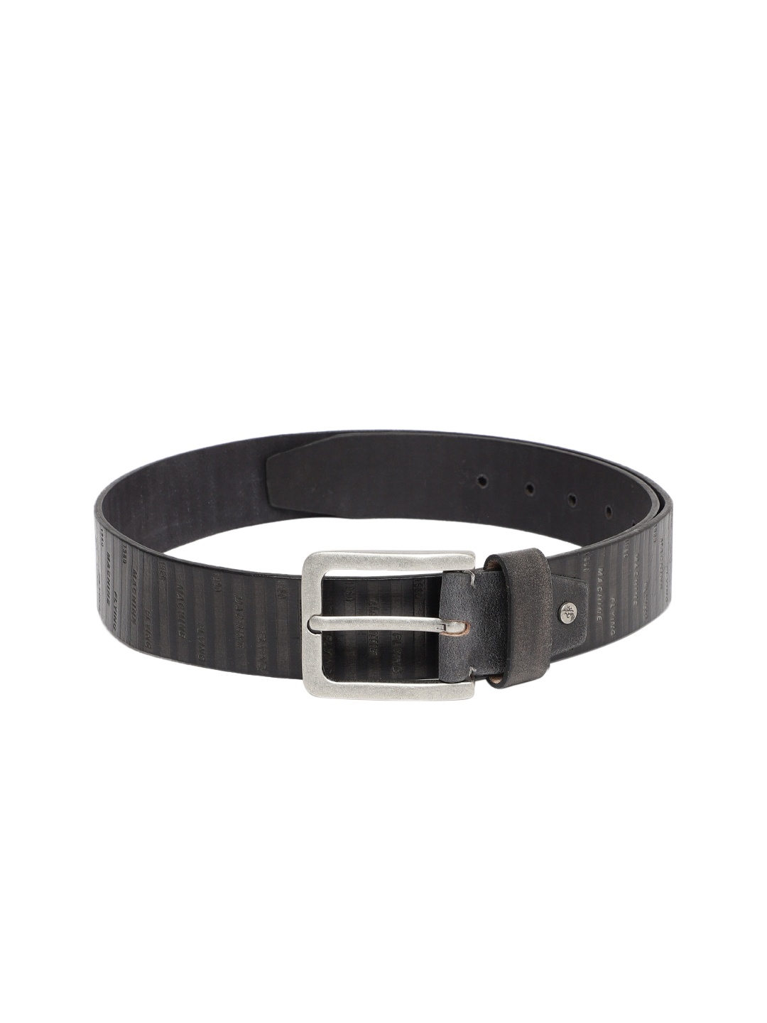 

Flying Machine Men Black Solid Leather Belt