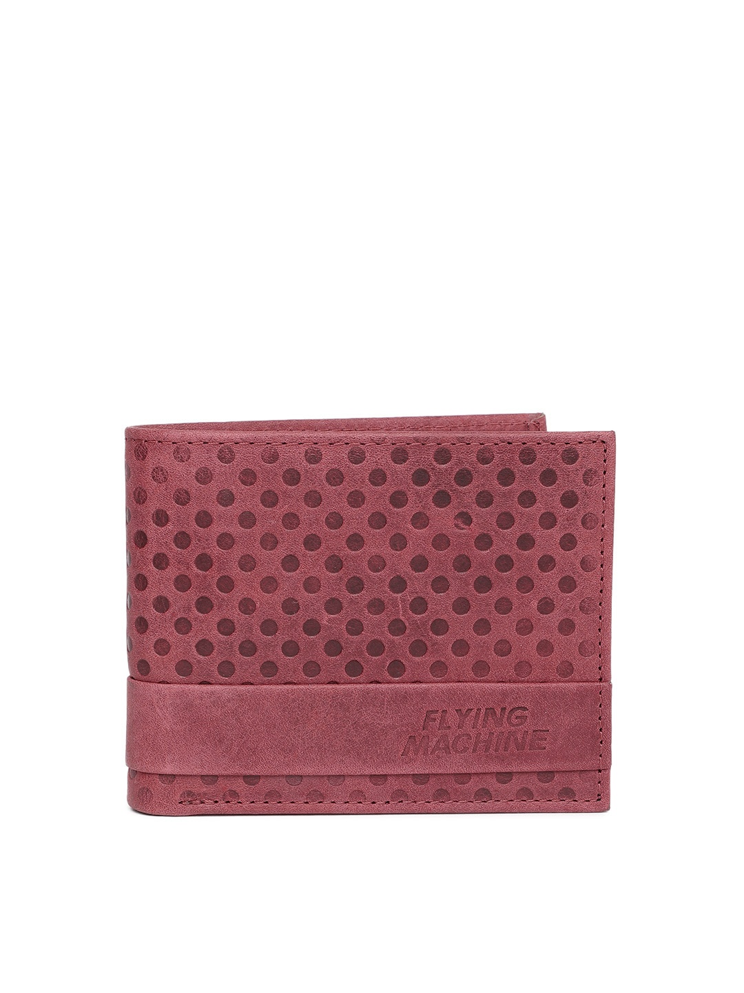 

Flying Machine Men Burgundy Textured Leather Two Fold Wallet