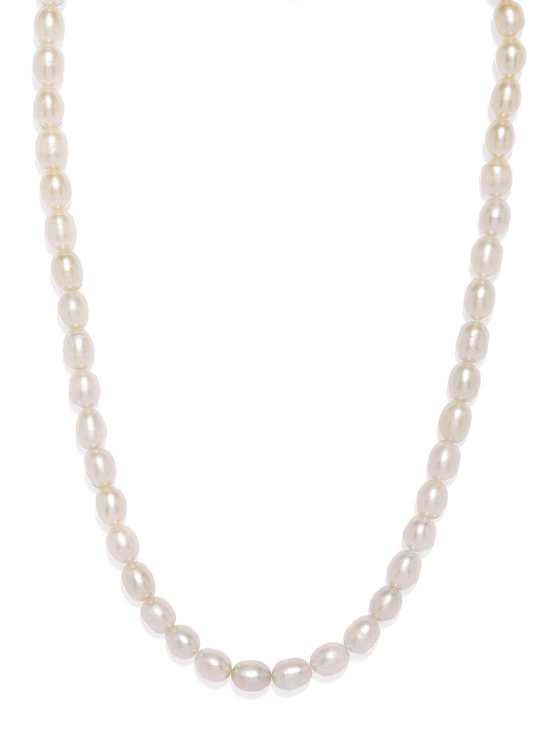 

justpeachy Cream Coloured Oval Shaped Pearl Necklace