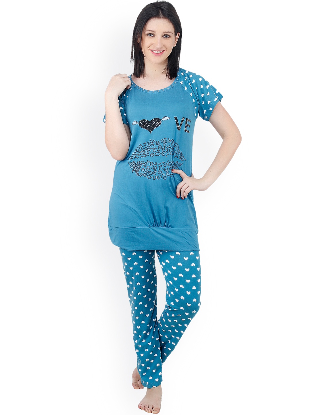 

Camey Blue Printed Lounge Set NSHF04PS