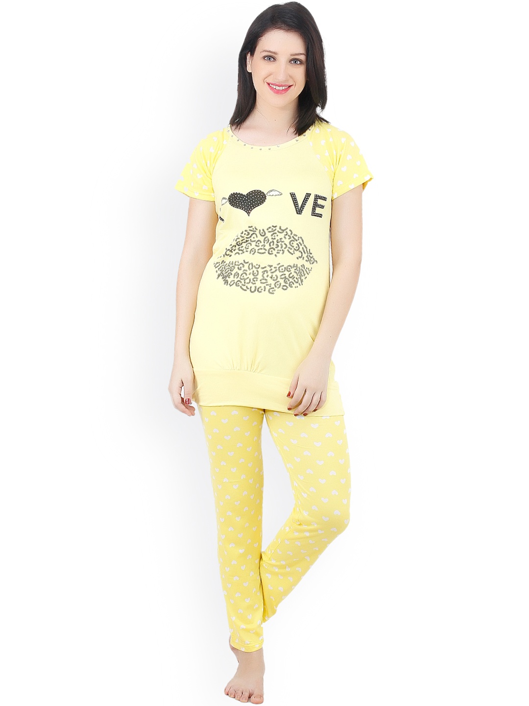 

Camey Yellow Printed Lounge Set NSHF04PS