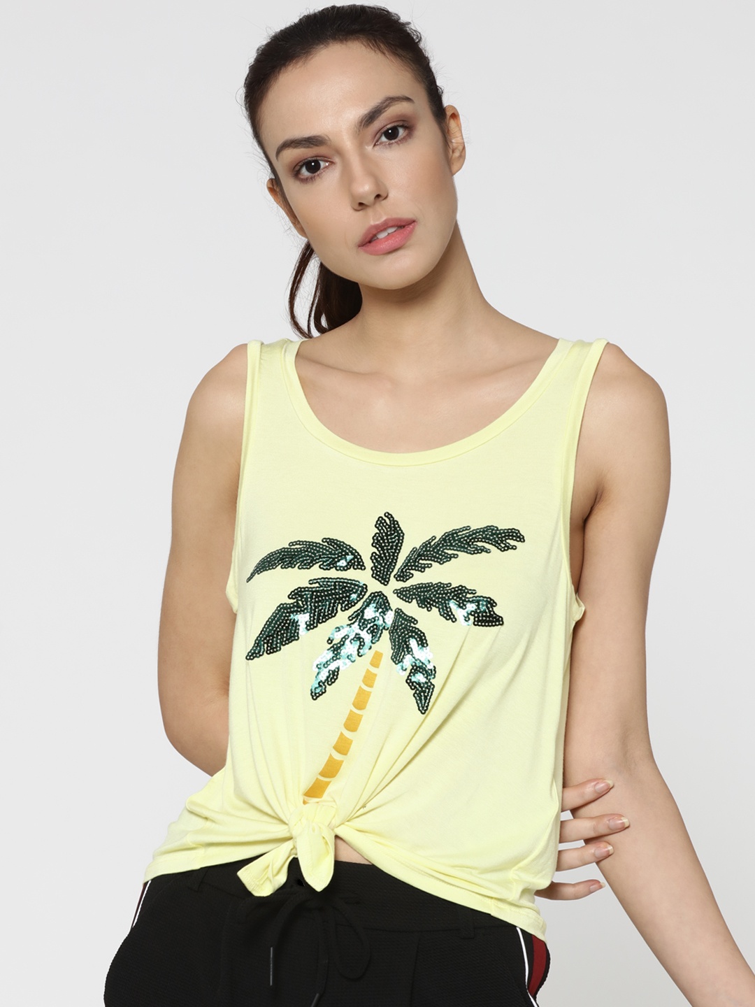 

ONLY Women Yellow Sequinned Top