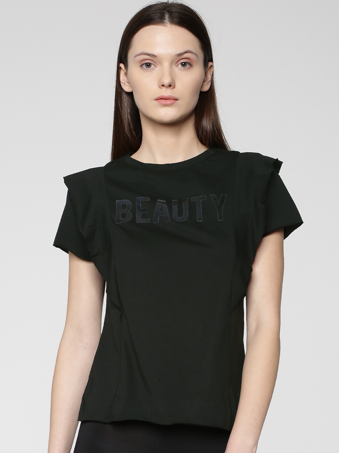 

ONLY Women Black Solid Knitted Top