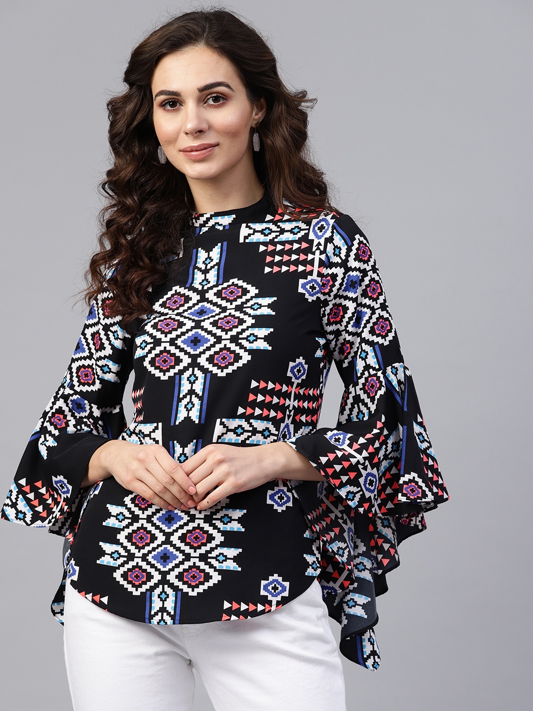 

Zima Leto Women Black & White Printed Top