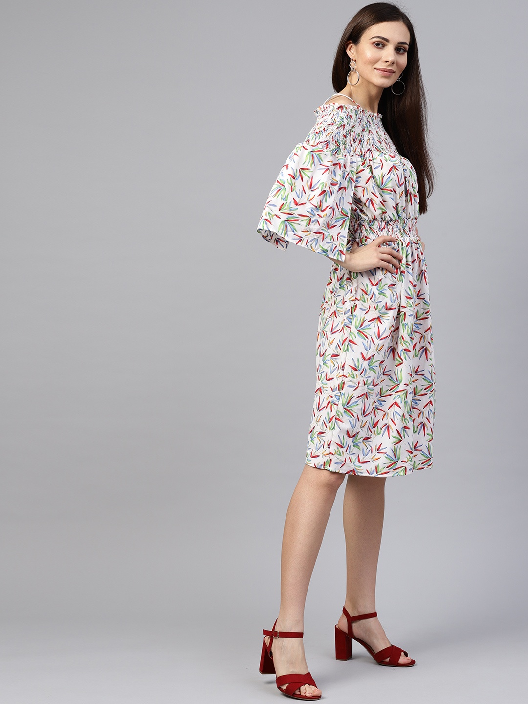

Zima Leto Women White & Red Fit & Flare Dress