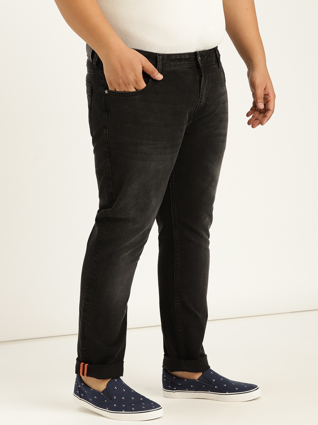 

Sztori Plus Size Men Black Skinny Fit Mid-Rise Clean Look Stretchable Jeans