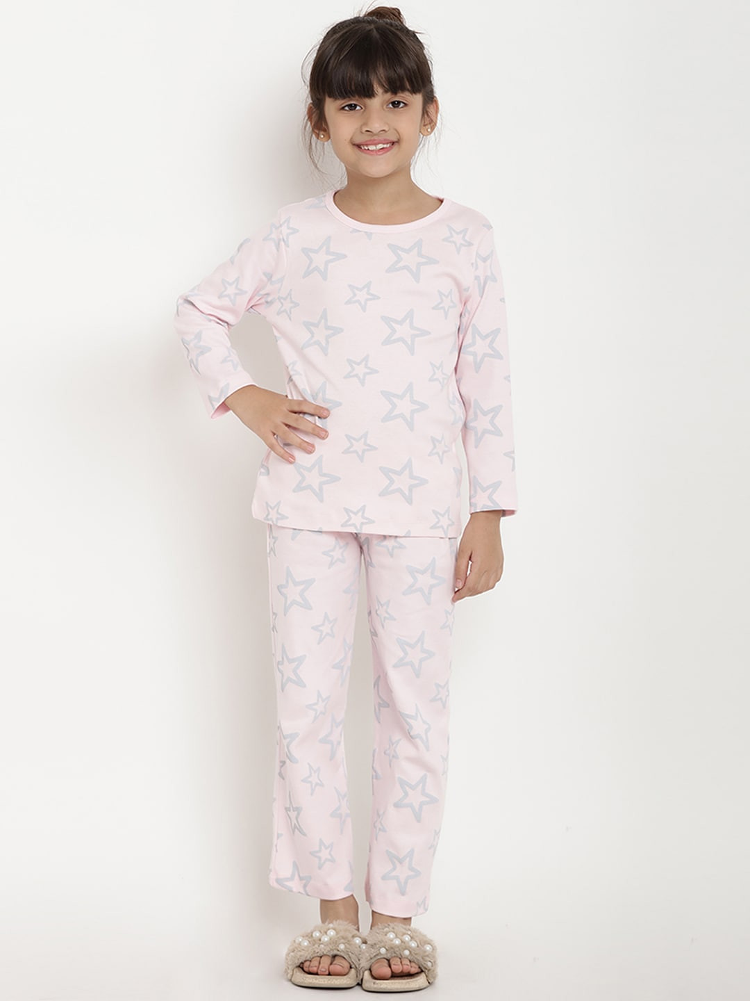 

berrytree Girls Pink Printed Organic Cotton Night suit