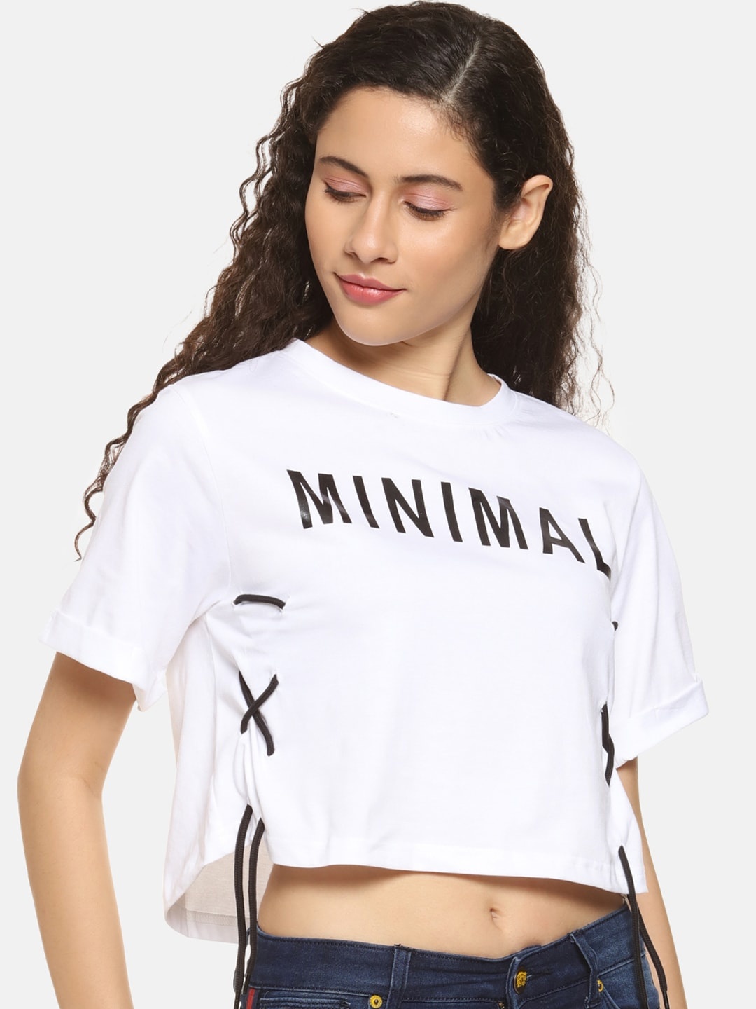 

Campus Sutra Women White Printed Pure Cotton Top