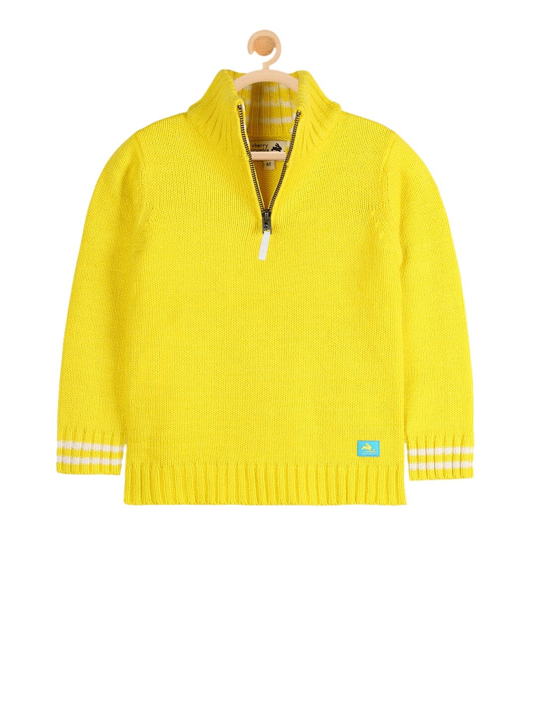 

Cherry Crumble Kids Solid Acrylic High Collar Casual Winter Sweater, Yellow