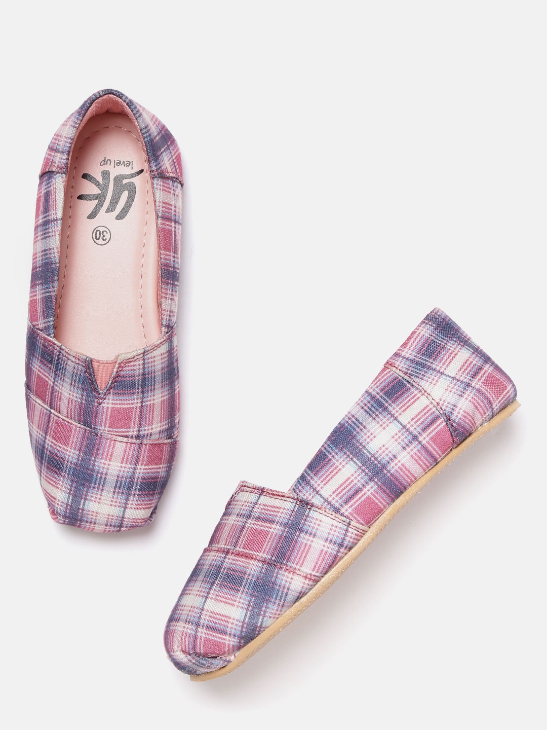 

YK Girls Pink & Grey Checked Slip-On Sneakers