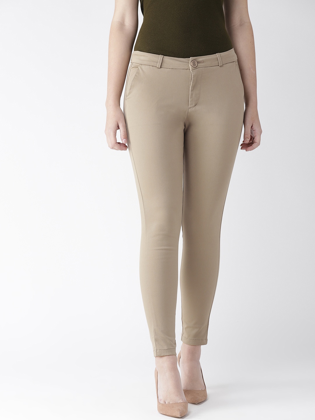 

Xpose Women Beige Sharp Tapered Fit Solid Formal Trousers