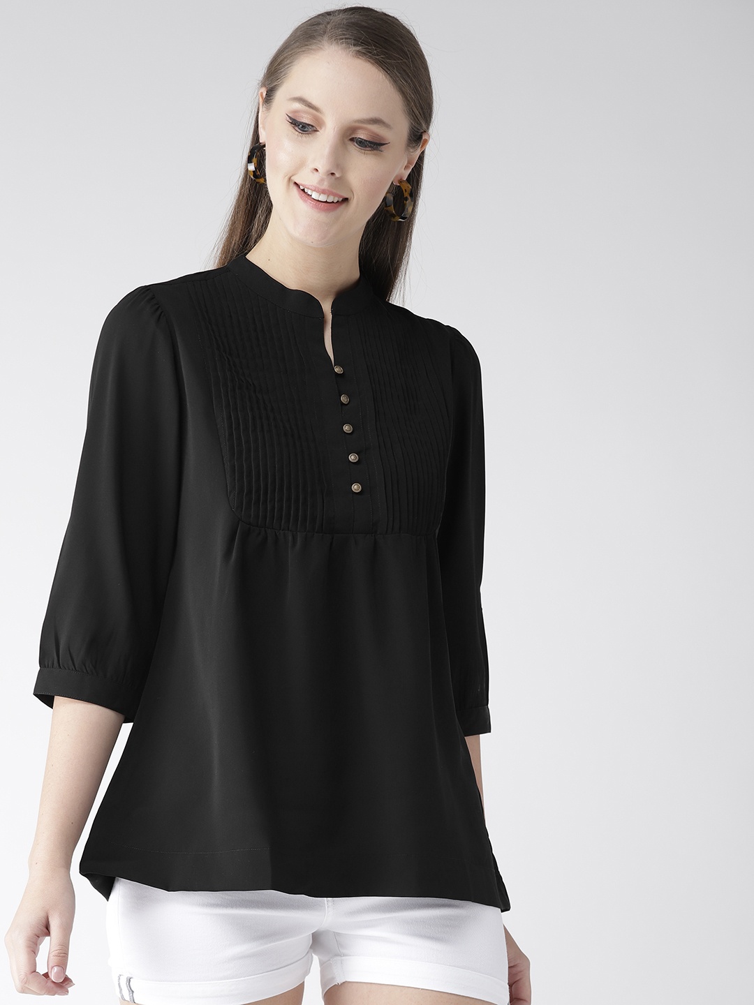 

Xpose Women Black Solid Shirt Style Top