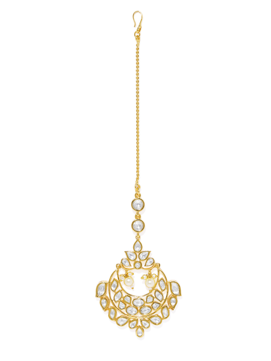 

AccessHer Gold-Plated Handcrafted Polki Embellised Jadau Maang Tikka