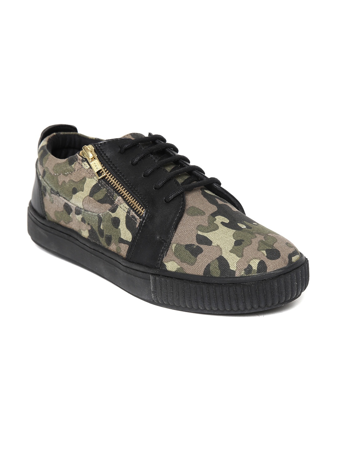 

Duke Men Olive Green & Brown Camouflage Print Sneakers