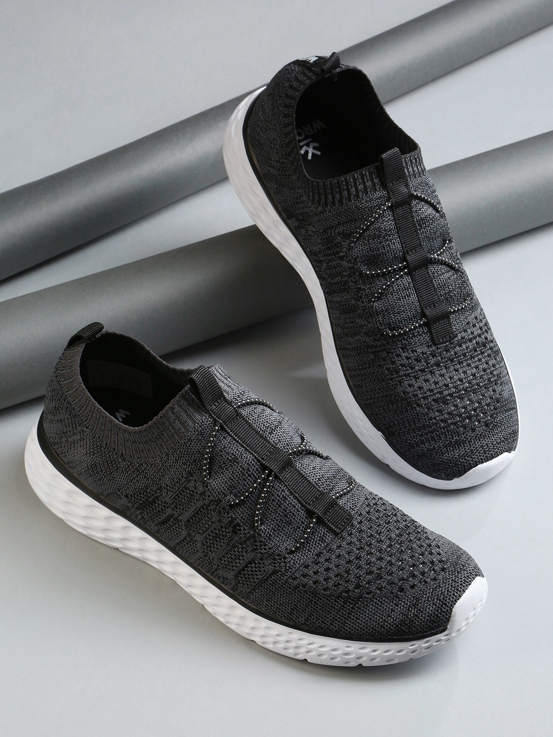 

WROGN Men Black Solid Slip-on Sneakers