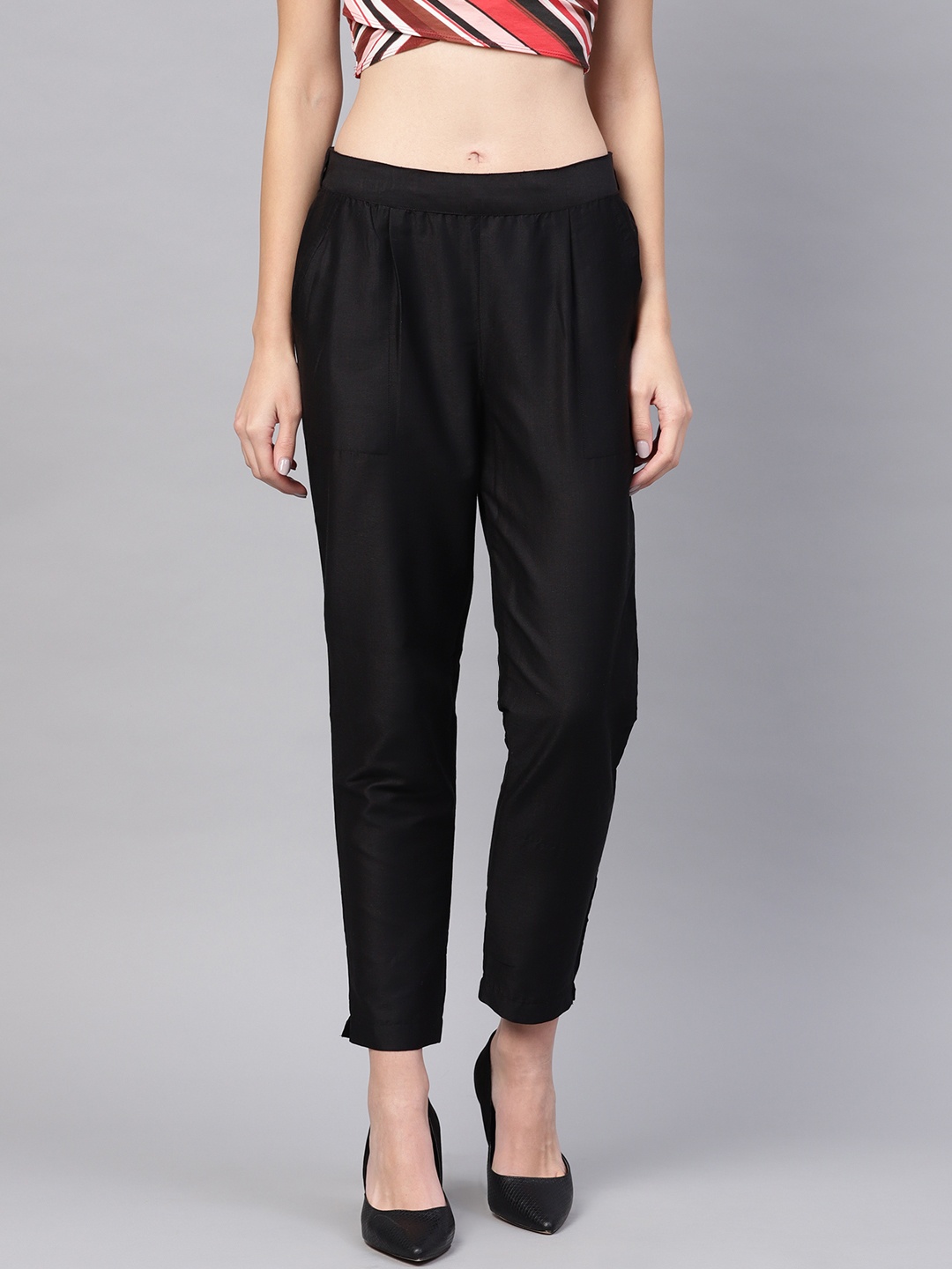 

Jaipur Kurti Women Black Regular Fit Solid Trousers