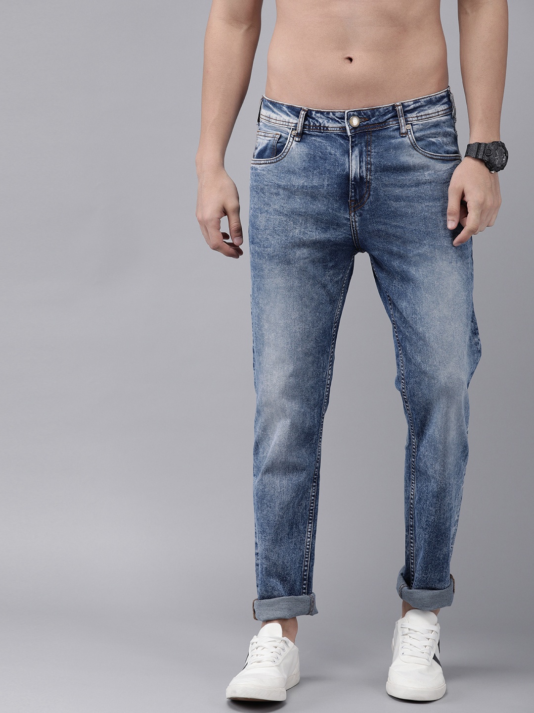 

The Roadster Lifestyle Co Men Blue Slim Tapered Fit Mid-Rise Clean Look Stretchable Jeans