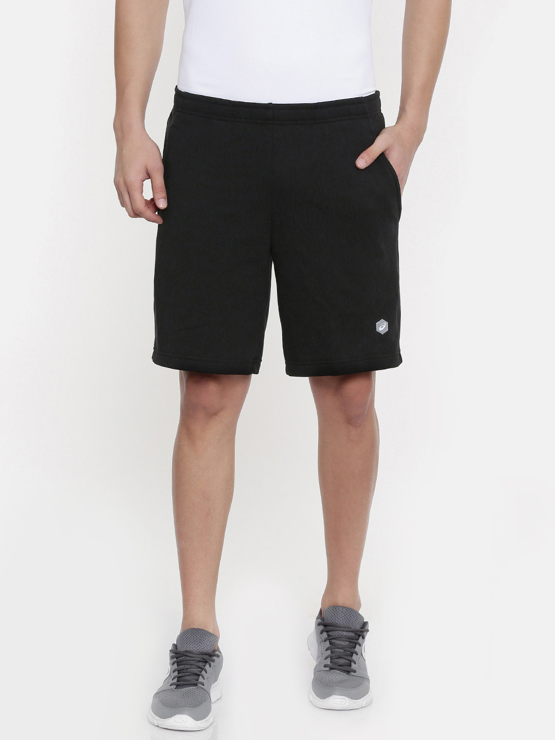 

ASICS Men Black Solid Essential French Terry 9 In Regular Fit Training Shorts