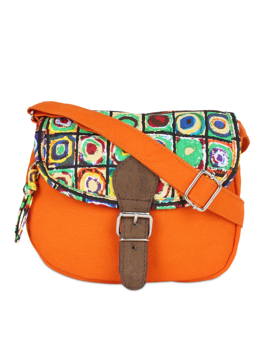 

Anekaant Orange Printed Sling Bag