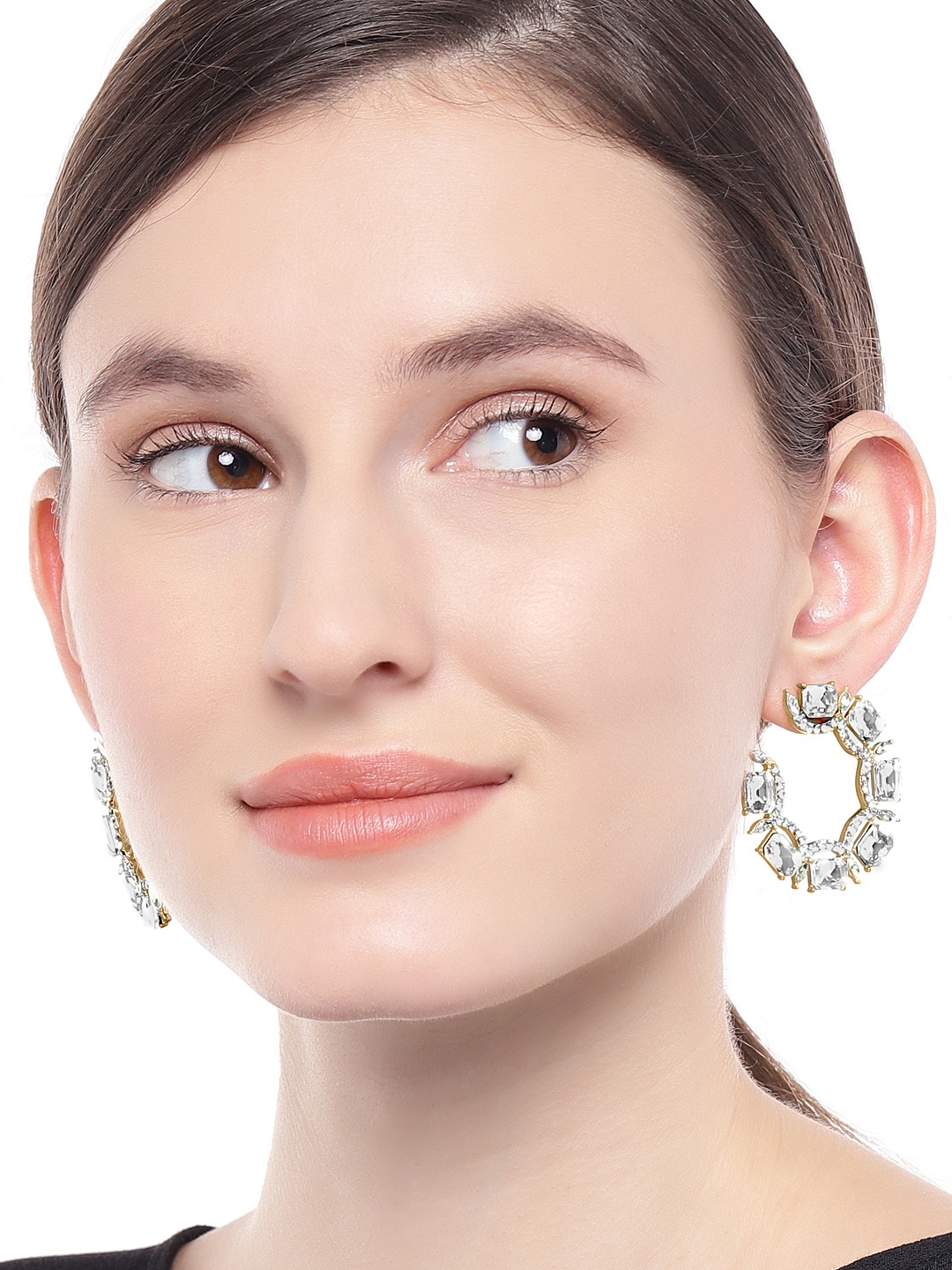 

OOMPH White Gold Plated Cubic Zirconia Handcrafted Oversized Studs