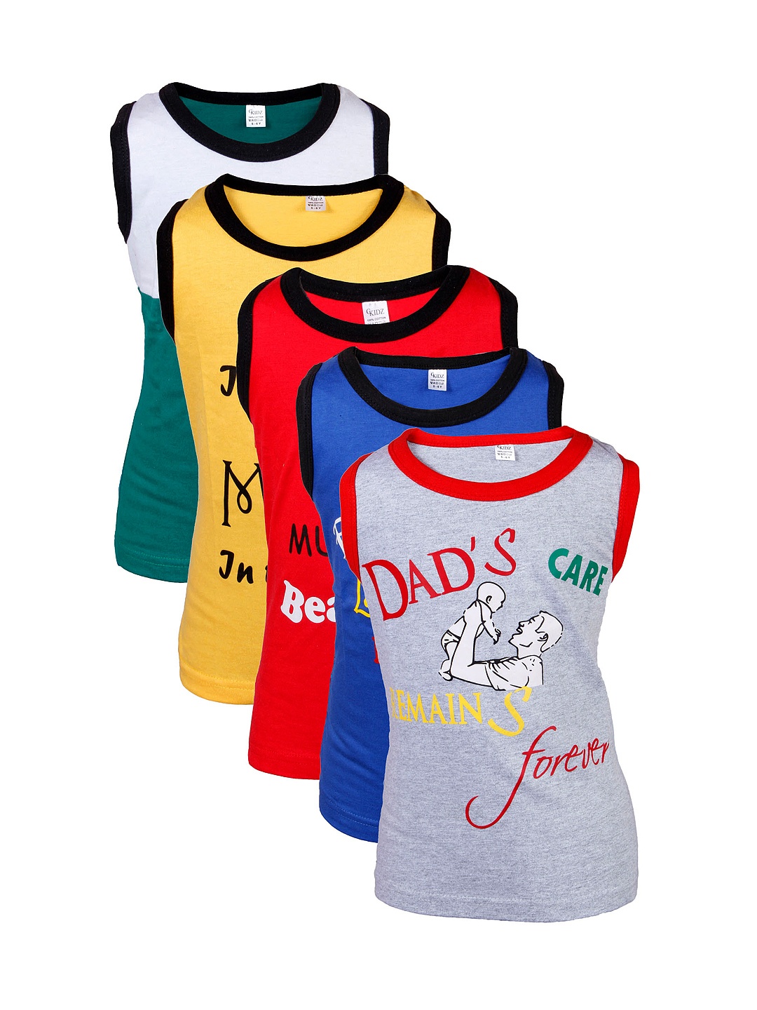 

GKIDZ Boys Pack of 5 Printed Pure Cotton T-shirts, Multi