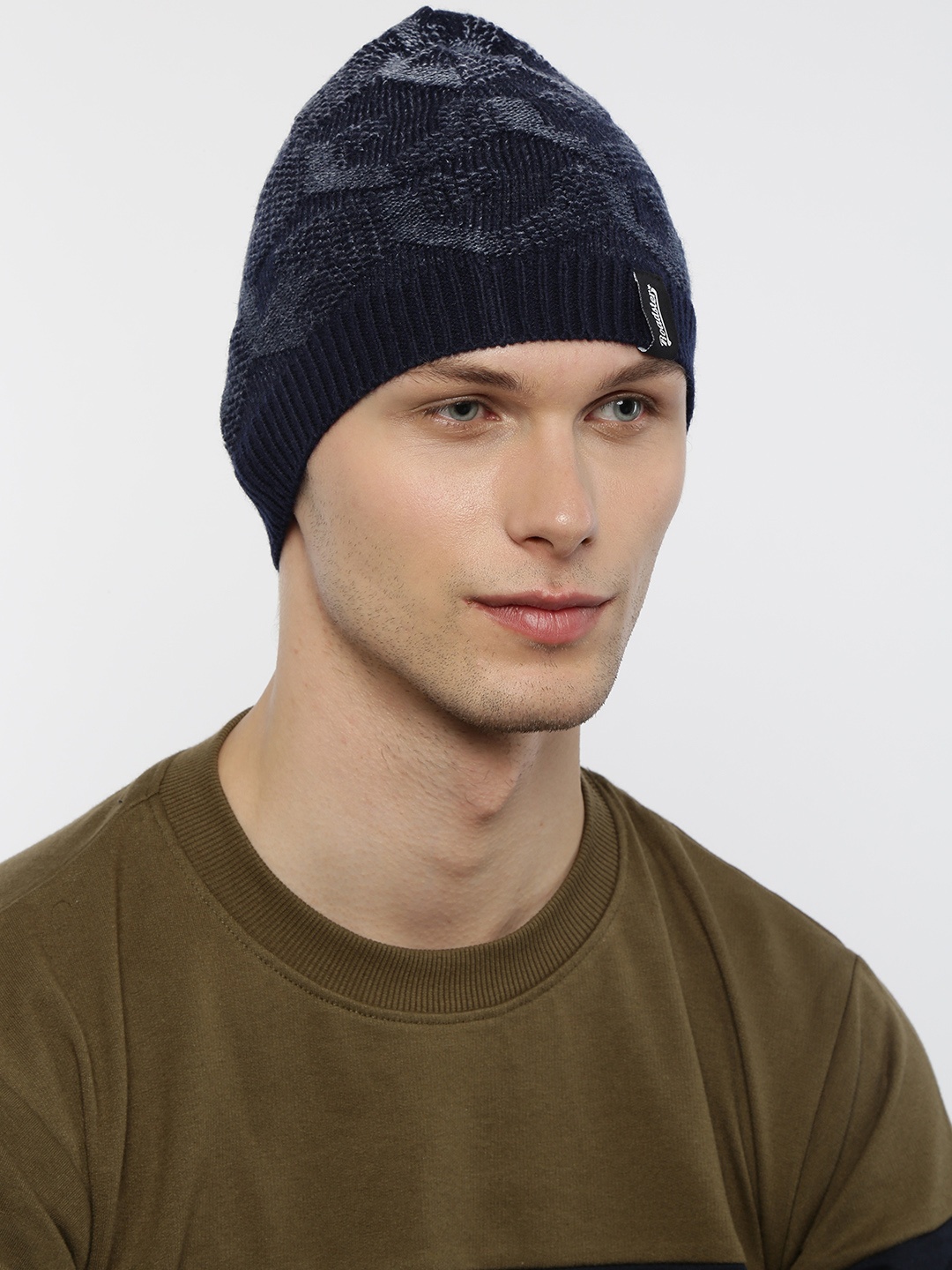 

The Roadster Lifestyle Co Unisex Navy Blue Self Design Beanie