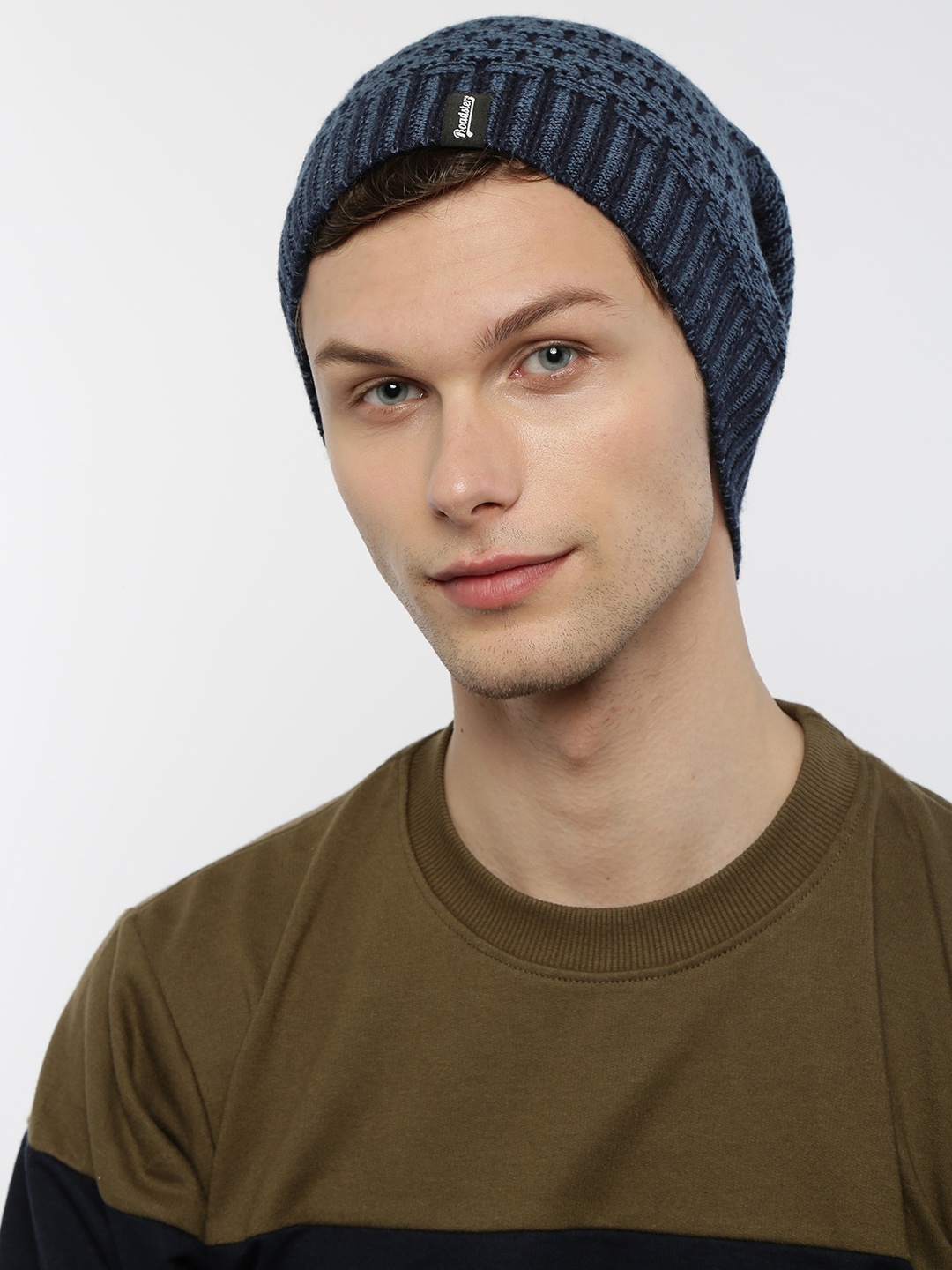 

The Roadster Lifestyle Co Unisex Blue Self Design Beanie