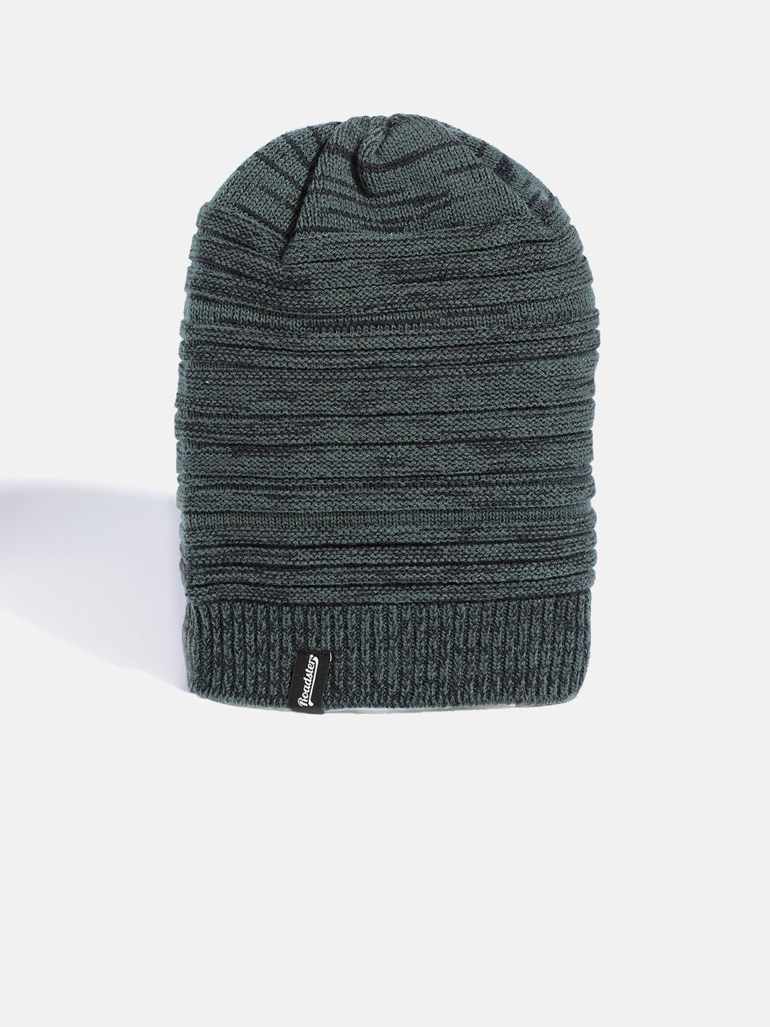 

The Roadster Lifestyle Co Unisex Green & Navy Blue Self-Striped Beanie