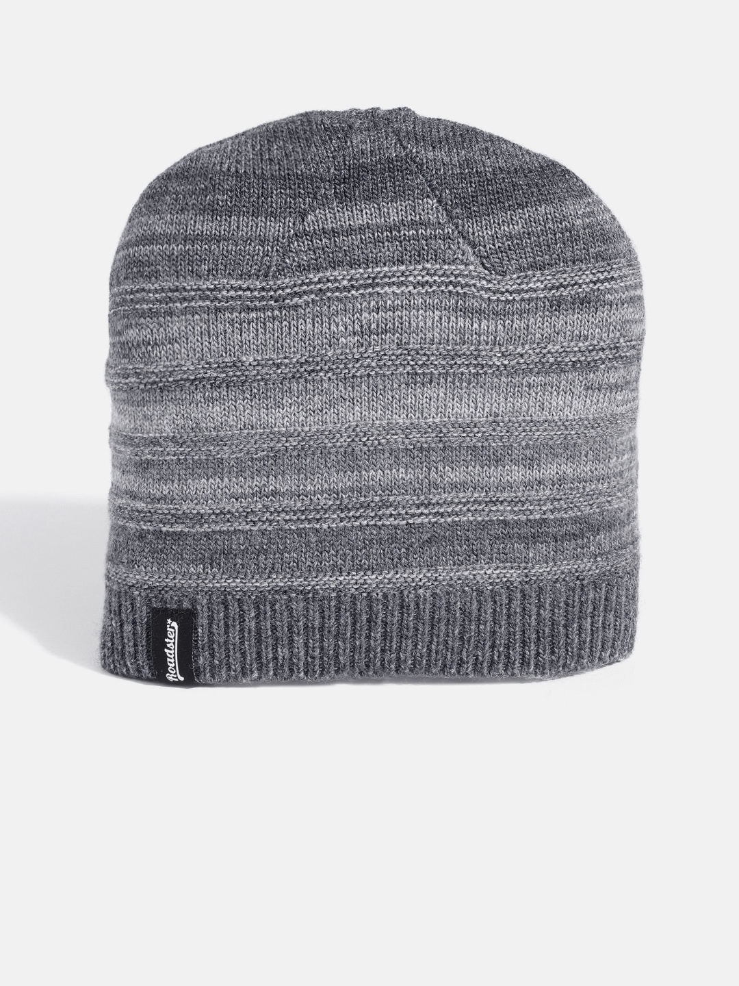 

The Roadster Lifestyle Co Unisex Grey Self-Striped Beanie