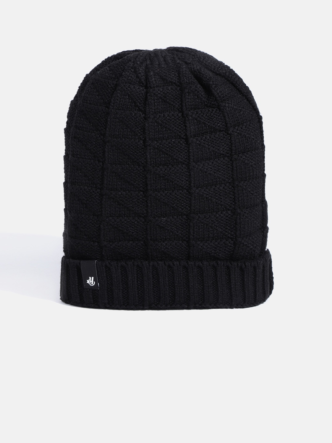 

The Roadster Lifestyle Co Unisex Black Self Design Beanie