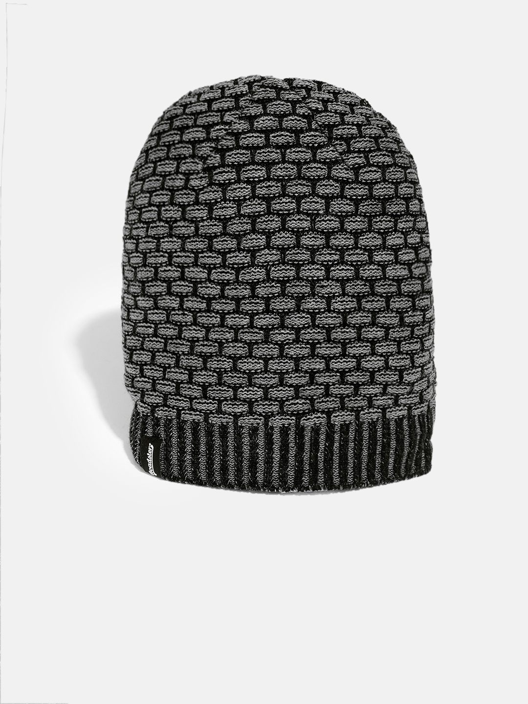 

The Roadster Lifestyle Co Unisex Black & Grey Self Design Beanie