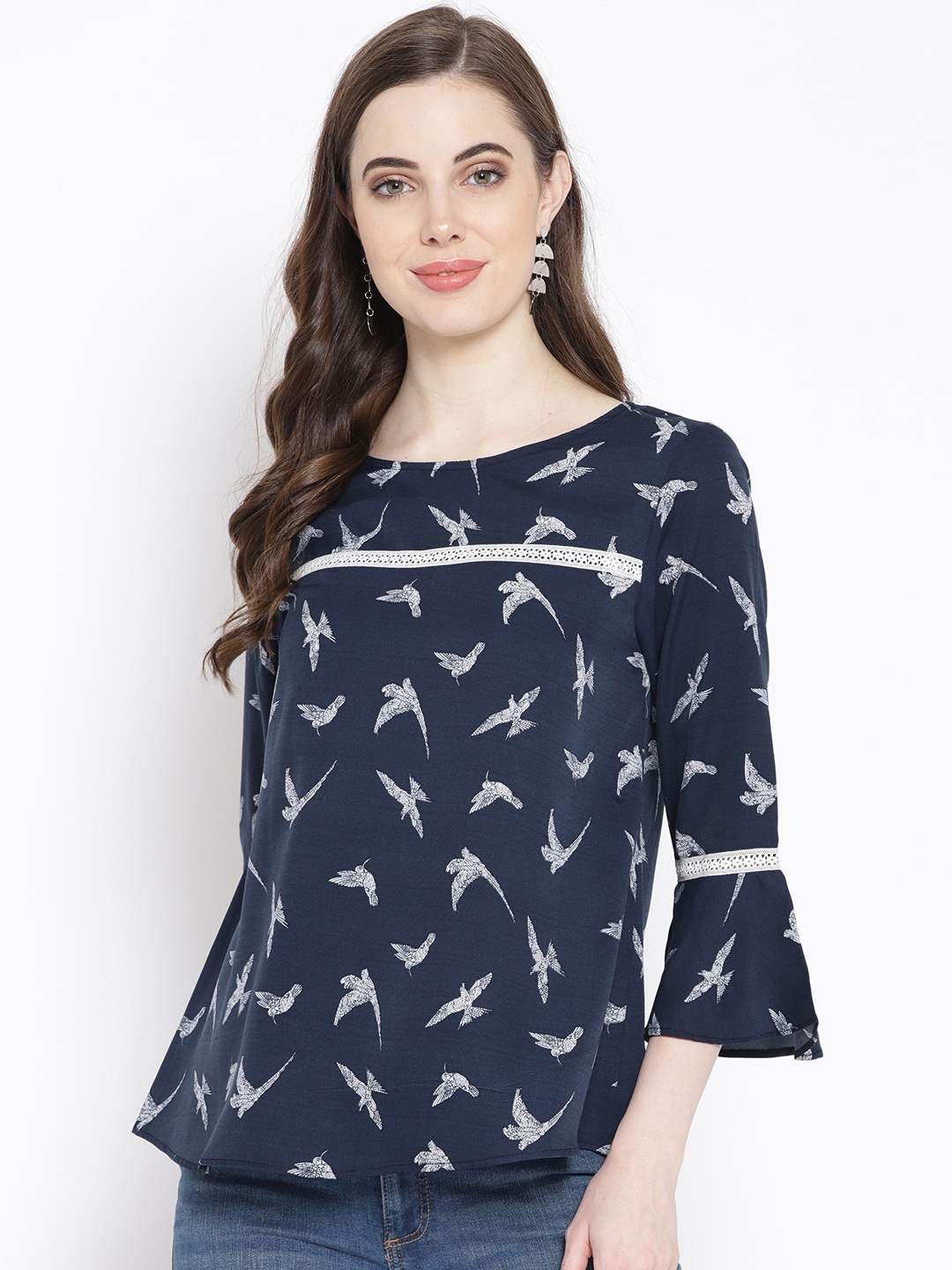 

Antheaa Women Navy Blue & White Printed Top