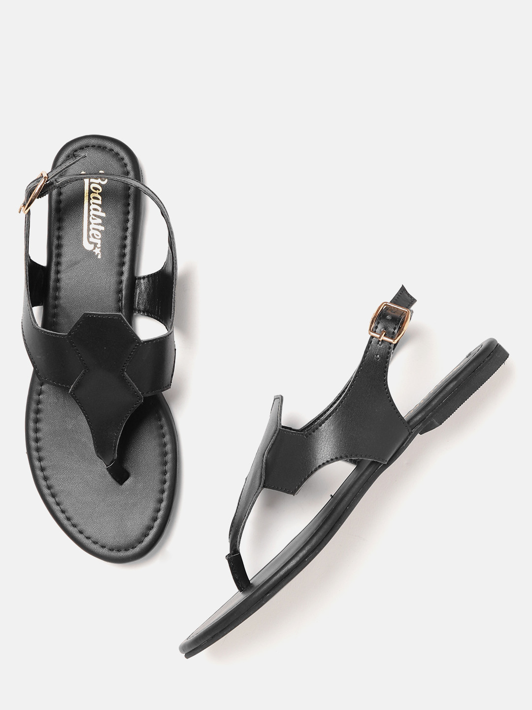 

The Roadster Lifestyle Co Women Black Solid Open Toe Flats