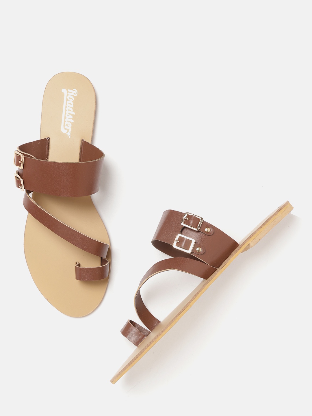 

The Roadster Lifestyle Co Women Brown Solid One Toe Flats